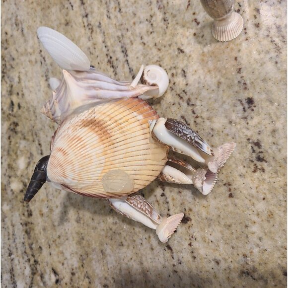 Sea Shell Elephant Sculpture Figurine Beach Home Decor Handmade 6.5” *repair* - Picture 7 of 13
